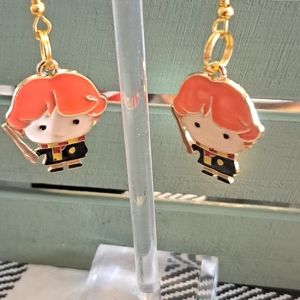 Wizard red head earrings